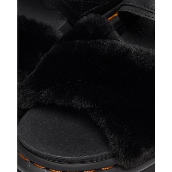 DR. MARTENS Voss II Fluffy faux fur leather strap sandals 7 - Picture 6 of 9